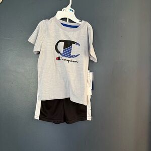 Champion Gray & Black Short Sleeve 2 Piece Set Size 24 months Baby Toddler Boy